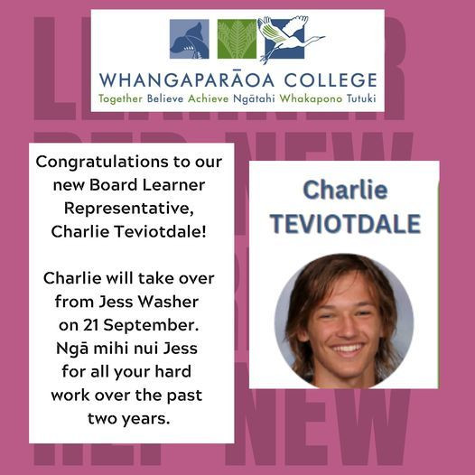 New Board Learner Representative - Charlie Teviotdale