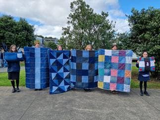 Year 11 Textile learners co-exhibitors in the Kowhai Art & Craft Denim Challenge